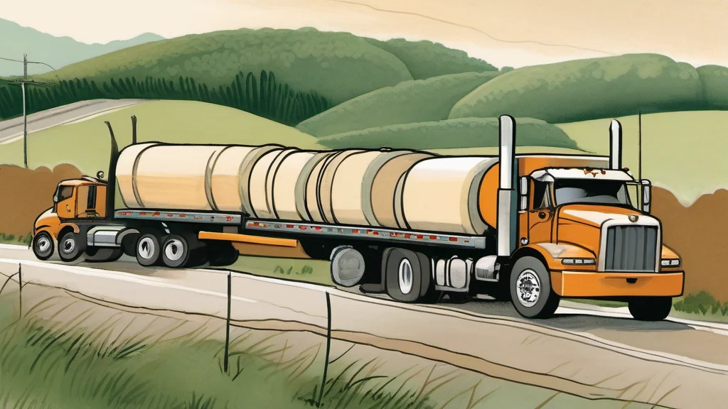 Representação de transporte de cargas e infraestrutura de acesso à indústria.