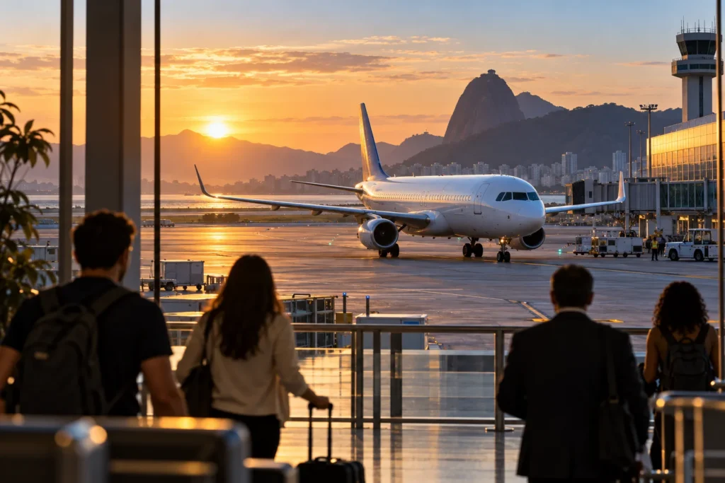 Ilustração editorial sobre passageiros da aviação brasileira