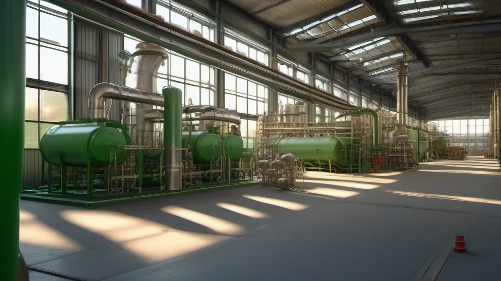 Representação de refino industrial e processamento de matérias-primas renováveis.