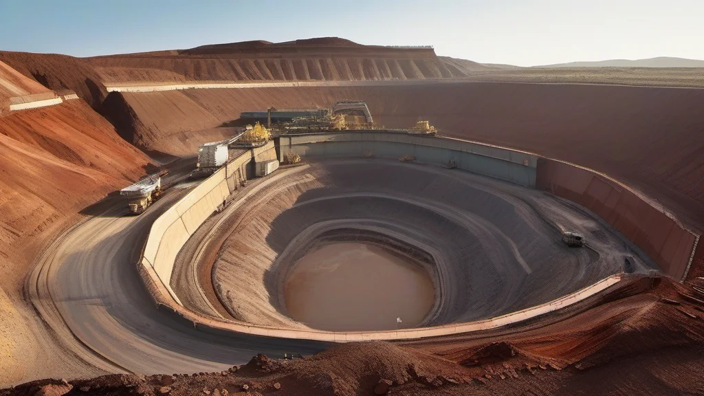 Representação de extração de cobre e infraestrutura de mineração.