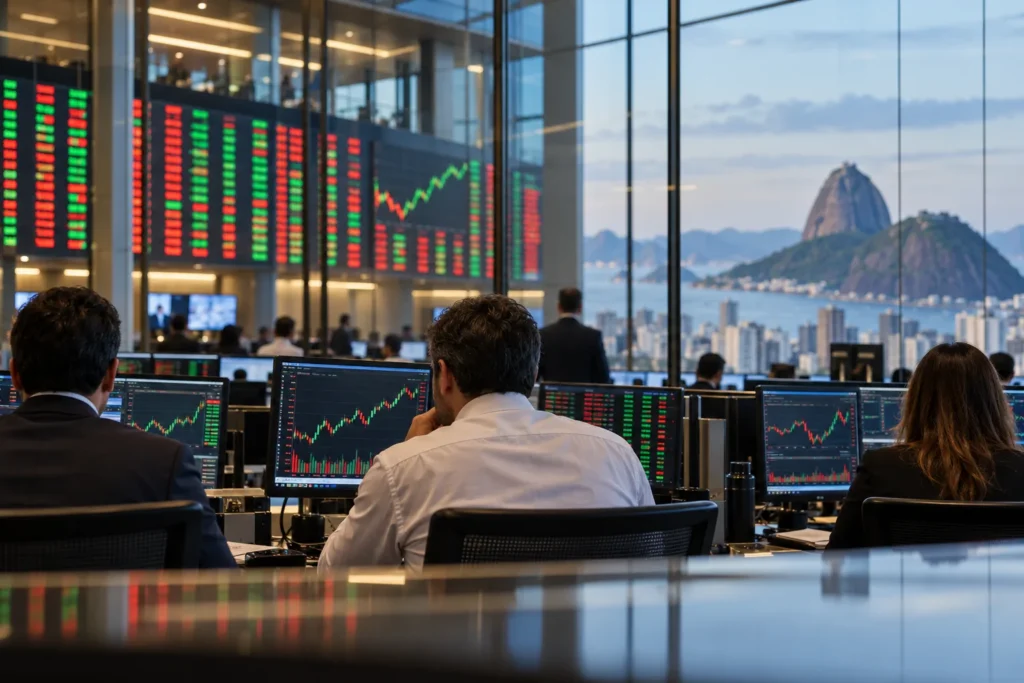 Ilustração editorial sobre dólar e Ibovespa em 20 de outubro