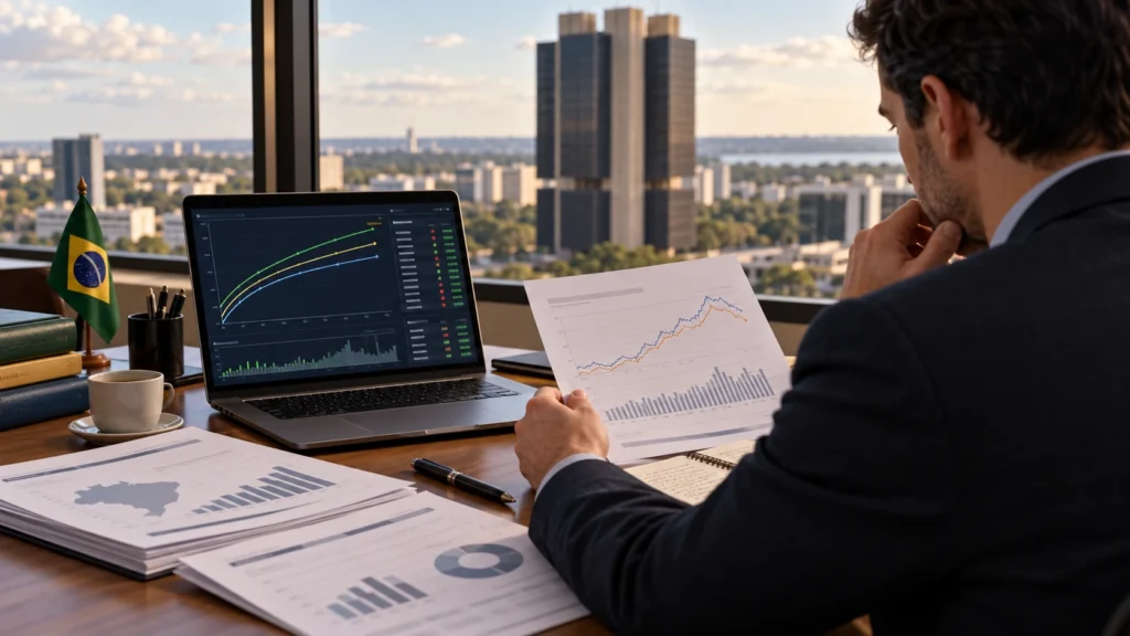 Investidor analisa títulos públicos e curva de juros.