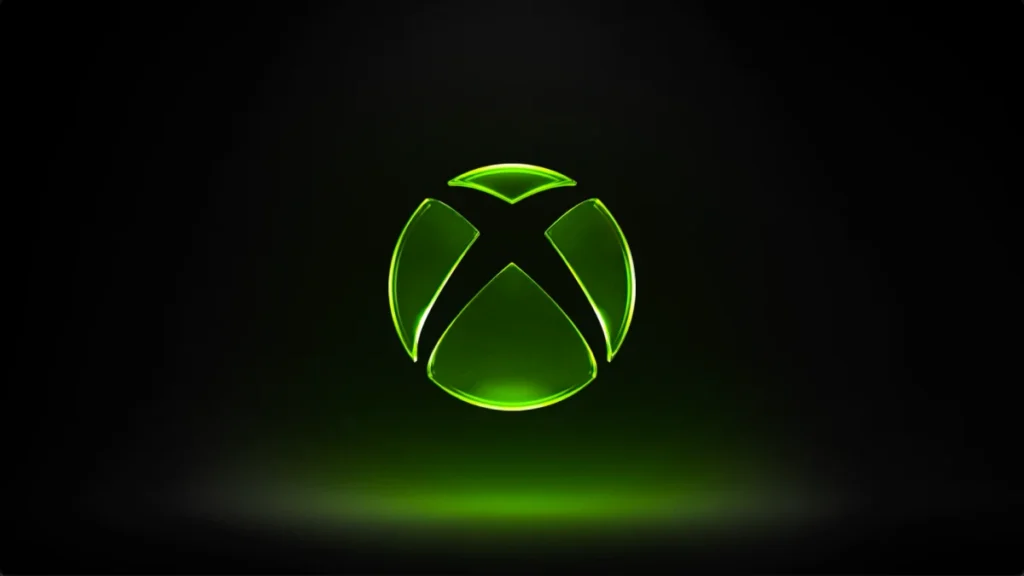 Logo verde do Xbox sobre fundo preto.